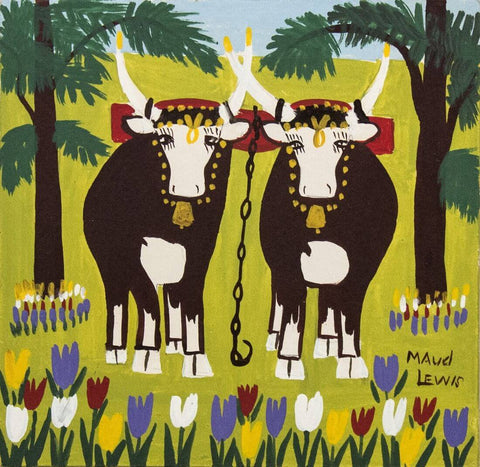 Springtime Oxen - Maudi Lewis - Canvas Prints by Maud Lewis