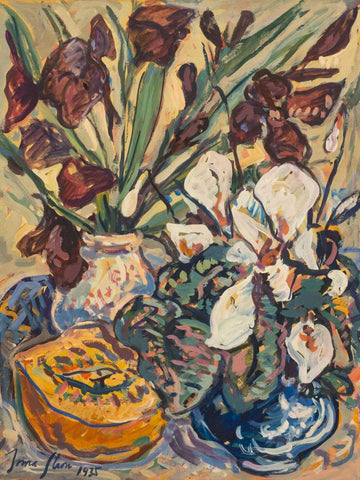 Still Life With Gladiolii Irises And Paw-Paw - Irma Stern - Floral Painting by Irma Stern