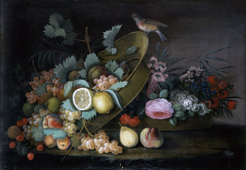 Still Life with Flowers and Fruit - Canvas Prints by Giovanni Rivalta