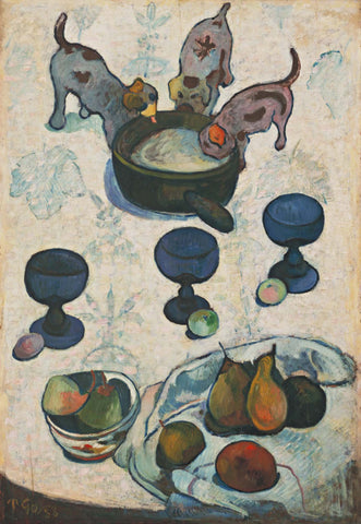 Still Life with Three Puppies - Canvas Prints by Paul Gauguin