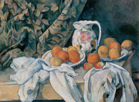 Still Life with a Curtain - Canvas Prints by Paul Cézanne