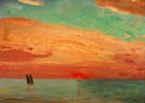Sunrise Over the Eastern Sea - Fujishima Takeji - Japanese Masters Impressionist Art Painting - Art Prints