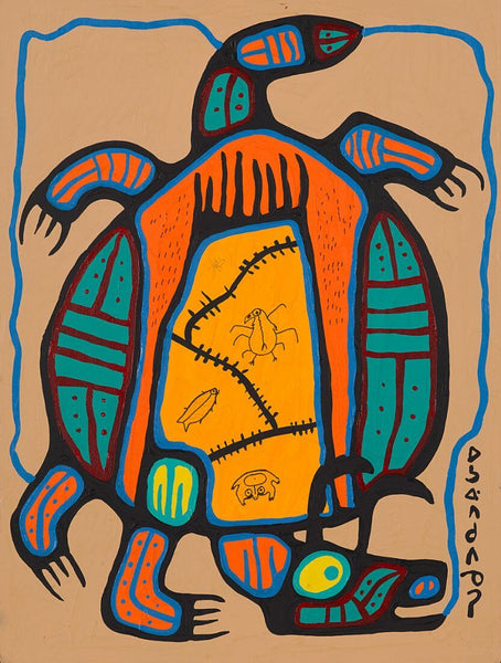 Sweatlodge Ceremony Inside Turtle - Norval Morrisseau - Contemporary Indigenous Art Painting - Canvas Prints