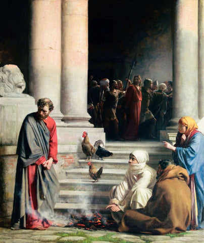 The Denial of Peter – Carl Heinrich Bloch 1880 - Jesus Christ - Christian Art Painting by Carl Bloch