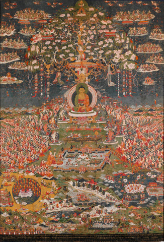 Amitayus Buddha In His Paradise - Framed Prints by Mahesh