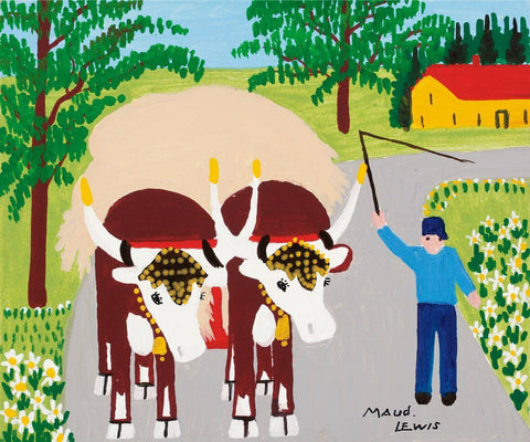 Team Of Oxen - Maud Lewis - Canvas Prints by Maud Lewis