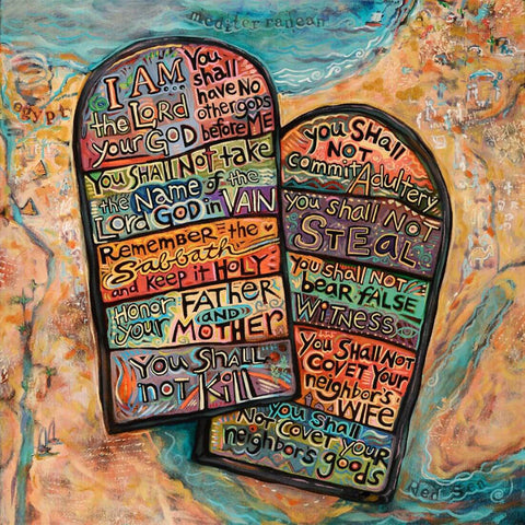Ten Commandments - Contemporary Christian Art Painting by Contemporary