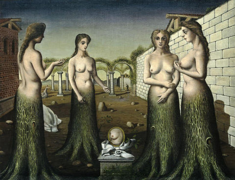 The Break Of Day ( La pause du jour) - Paul Delvaux Painting - Surrealism Painting by Paul Delvaux