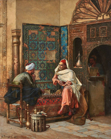 The Chess Players - Ludwig Deutsch - Orientalist Art Painting by Ludwig Deutsch