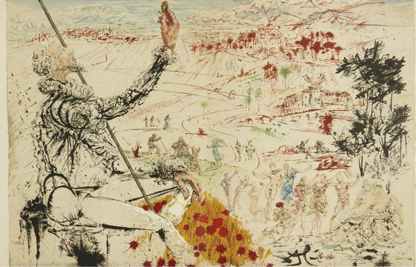 The Golden Age - Salvador Dali - Lithograph From The Catalog of Graphic Works Of Don Quixote - Canvas Prints