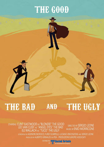 The Good The Bad And The Ugly  - Clint Eastwood - Hollywood Spaghetti Western Movie Minimalist Art Poster by Eastwood