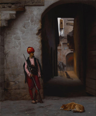 The Guard - Jean-Leon Gerome - Orientalism Art Painting by Jean Leon Gerome