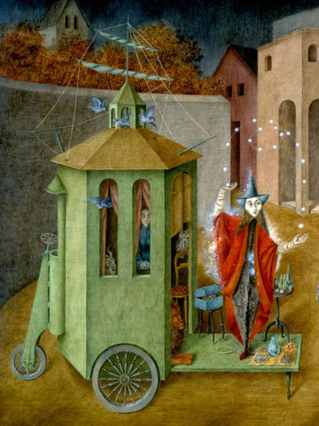 The Juggler (El Juglar El Malabarista) - Remedios Varo - Surrealist Painting by Remedios Varo