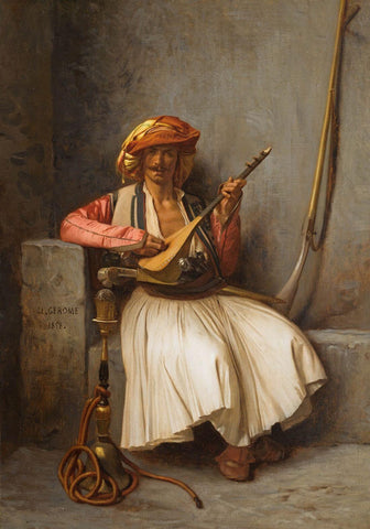 The Lute Player - Jean-Leon Gerome - Orientalism Art Painting by Jean Leon Gerome