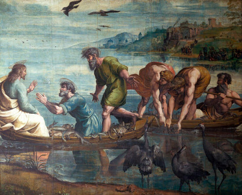 The Miraculous Draft Of Fishes - Raphael - Christian Art Jesus Painting by Raphael