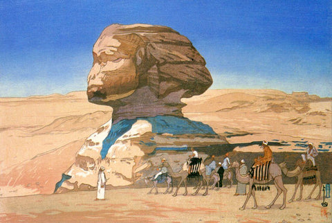 The Sphinx At Cairo (Egypt) - Yoshida Hiroshi - Japanese Ukiyo-e Woodblock Print Art Painting by Hiroshi Yoshida