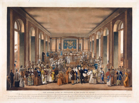The Supreme Court Of Judicature In The Island Of Ceylon C1818 - James Stephanoff - Legal Office Art Aquatint Painting by Office Art