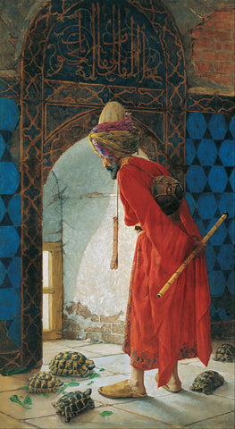 The Tortoise Trainer - Osman Hamdi Bey - Orientalist Painting by Osman Hamdi Bey