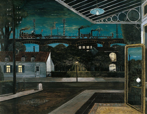 The Viaduct ( Le viaduc) - Paul Delvaux Painting - Surrealism Painting by Paul Delvaux