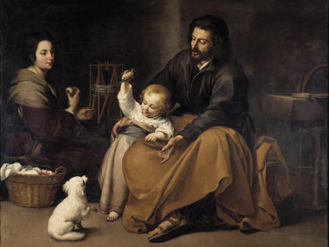 The Holy Family With A Bird ( Sagrada Familia Del Pajarito ) - Bartolome Esteban Murillo by Bartolome Esteban Murillo