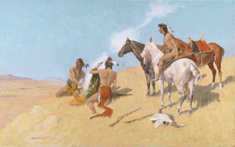 The Smoke Signal - Frederic Remington by Frederic Remington