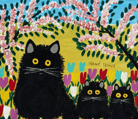 Three Black Cats - Maud Lewis - Canvas Prints by Maud Lewis