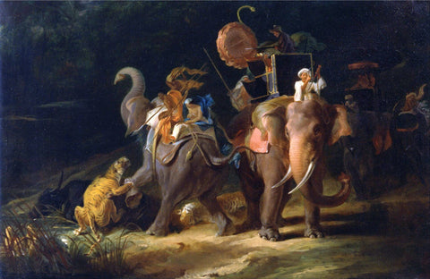 Tiger Hunting in the East Indies_- Thomas Daniell - Vintage Orientalist Painting by Thomas Daniell