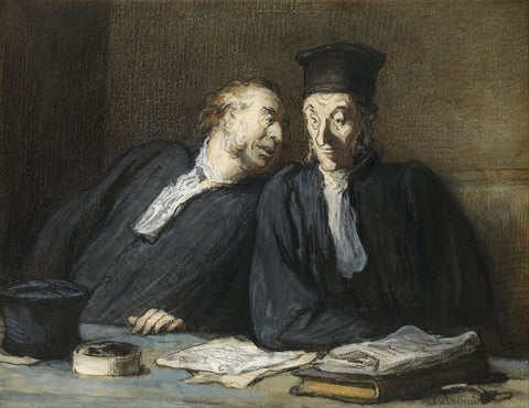 Two Lawyers Conversing - Honoré Daumier 1860- Lawyer Office Art Painting by Office Art