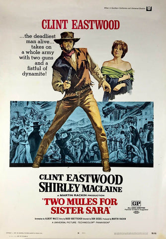 Two Mules For Sister Sara - Clint Eastwood -  Hollywood Classic Western Movie Poster by Eastwood