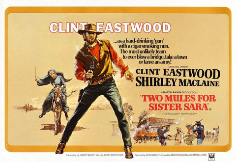Two Mules For Sister Sara - Clint Eastwood - Hollywood Western Movie Poster by Eastwood