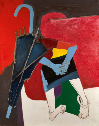 Umbrella  - Maqbool Fida Husain – Painting by M F Husain