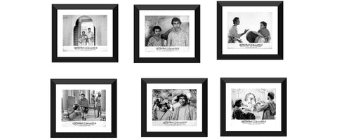Bengali Movie Lobby Cards - Goopy Gayen Bagha Bayen - Satyajit Ray Collection - Set Of 6 Framed Digital Print With Matte (12 x 15 inches) by Tallenge Store