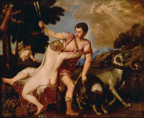Venus and Adonis - Framed Prints by Titian