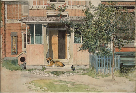 Verandah - Carl Larsson - Water Colour Impressionist Art Painting by Carl Larsson