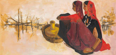 Village Women - B Prabha - Indian Painting - Art Prints