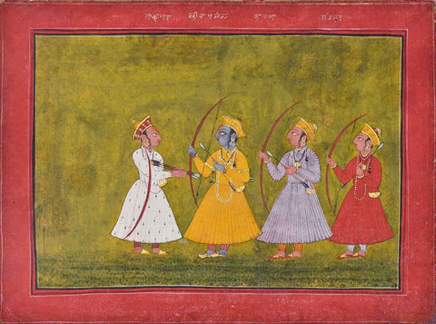 Vintage Indian Art - Ramayana - Five Folios From A Ramayana Series - Rajput Painting - Mewar - 18 Century - Framed Prints by Kritanta Vala