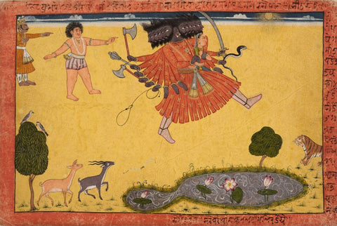 Vintage Indian Art - Ravan Abducting Sita - Shangri Ramayana - Indian Miniature Painting - Framed Prints by Kritanta Vala