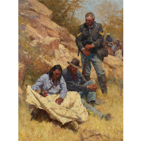 War Stories - Contemporary Western American Indian Art Painting - Framed Prints