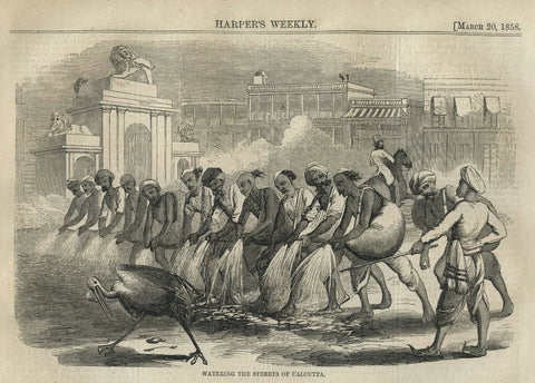 Watering The Streets Of Calcutta - Framed Prints