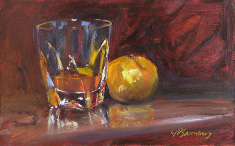 Whiskey And Orange Still Life Artwork by Deepak Tomar