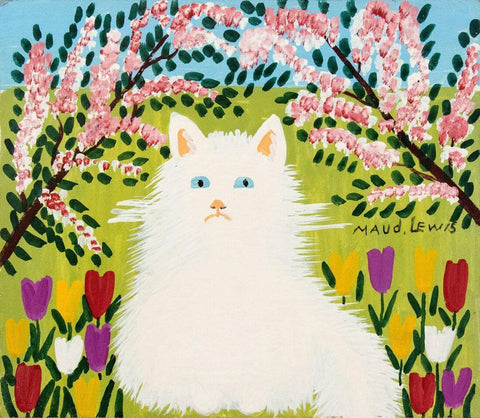 White Cat - Maud Lewis - Canvas Prints by Maud Lewis