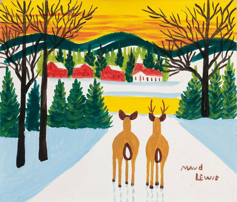 Winter Scene - Maud Lewis - Canvas Prints by Maud Lewis