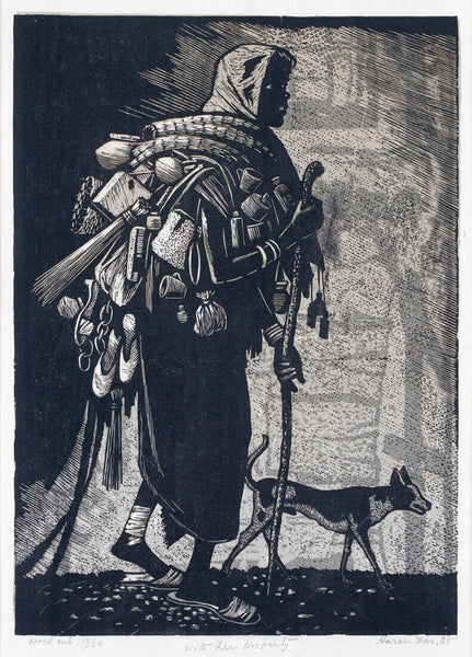 With Her Property - Haren Das - Indian Art Woodcut Painting - Canvas Prints