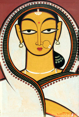 Woman In White - Jamini Roy - Bengal Art Painting by Jamini Roy