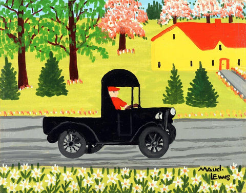 Yellow Truck - Maud Lewis - Canadian Folk Artist Painting - Posters by Maud Lewis