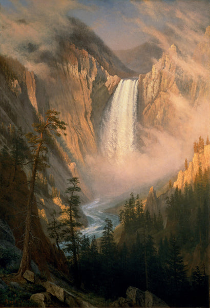 Yellowstone Falls - Albert Bierstadt - Landscape Painting - Framed Prints