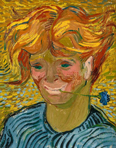 Young Man With Cornflower (Jeune Homme Au Bleuet) - Vincent van Gogh - Portrait Painting - Canvas Prints by Vincent Van Gogh