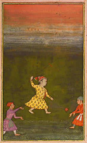 Young Prince Practising Polo, Imperial MughalC.1730 -  Vintage Indian Miniature Art Painting - Canvas Prints by Miniature Vintage