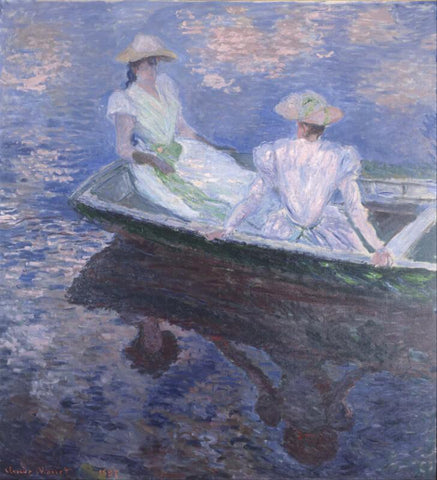Young Girls In A Row Boat - Canvas Prints by Claude Monet