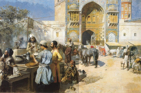 An Open Air Restaurant Lahore - Canvas Prints by Edwin Lord Weeks